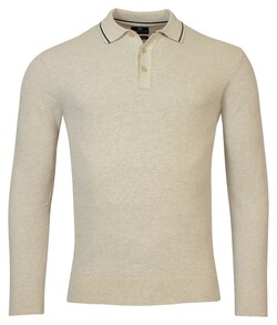 Baileys Pullover Polo Cotton Structure Knit Trui Beige Melange