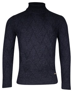 Baileys Rollneck Allover Diagonal Structure Knit Pullover Dark Blue