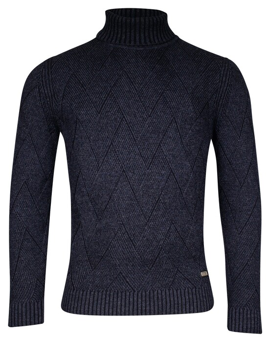 Baileys Rollneck Allover Diagonal Structure Knit Pullover Dark Blue