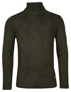 Baileys Rollneck Allover Diagonal Structure Knit Pullover Dark Green