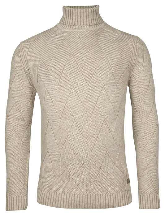 Baileys Rollneck Allover Diagonal Structure Knit Trui Off White