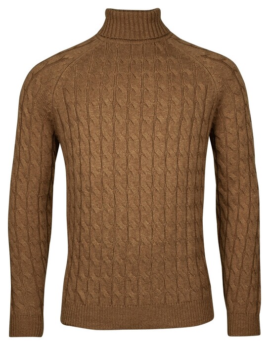 Baileys Rollneck Lambswool Cable Knit Trui Bruin