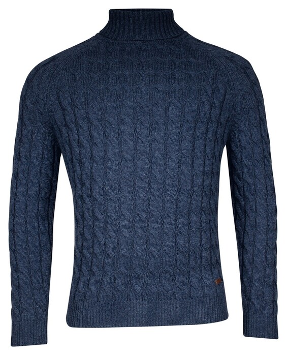 Baileys Rollneck Lambswool Cable Knit Trui Deep Denim Blue