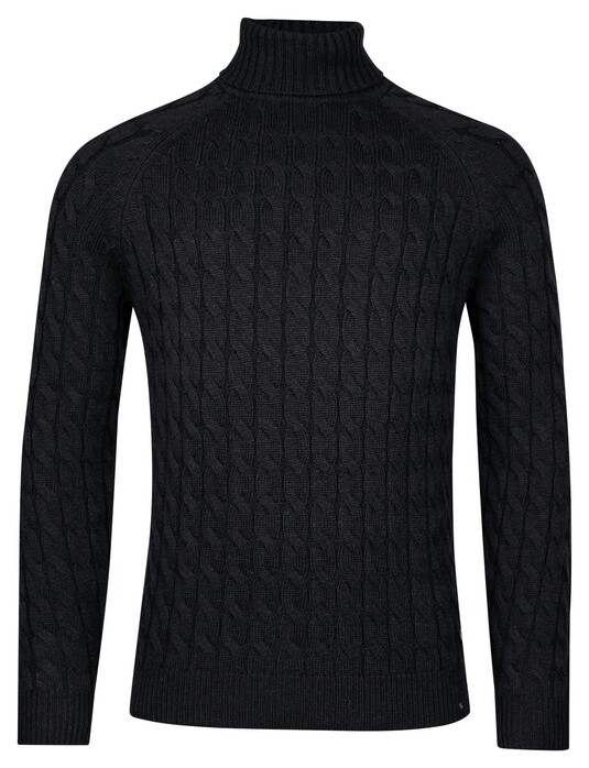 Baileys Rollneck Lambswool Cable Knit Trui Navy