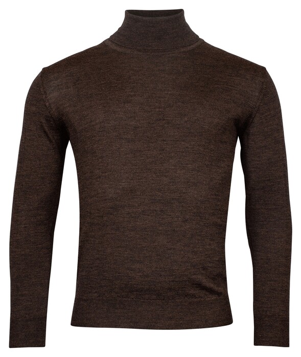 Baileys Rollneck Merino Single Knit Trui Dark Brown