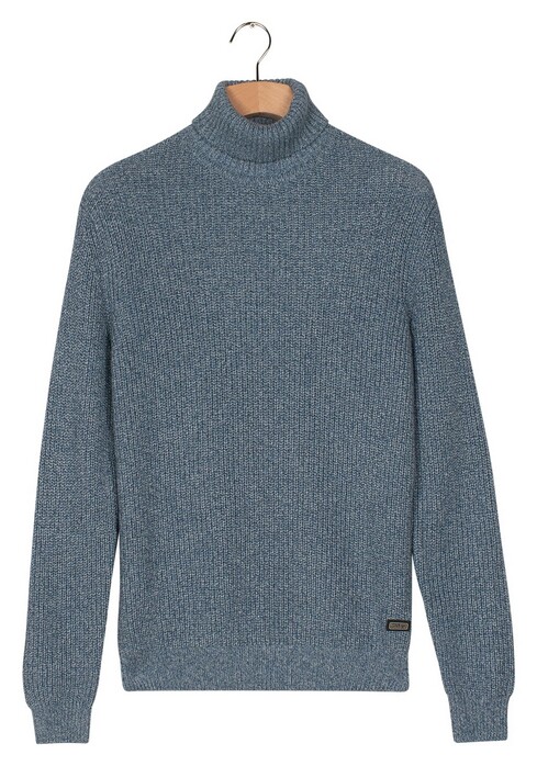 Baileys Rollneck Mouliné Rib Structure Pullover Soft Blue