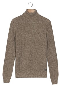 Baileys Rollneck Mouliné Rib Structure Trui Donker Taupe