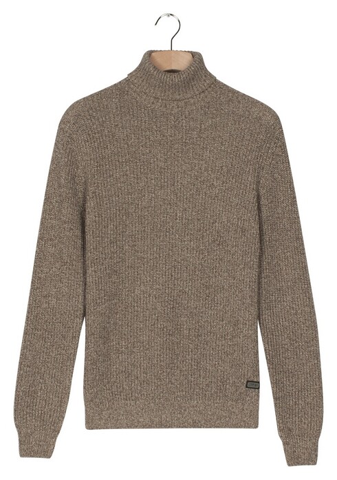 Baileys Rollneck Mouliné Rib Structure Trui Donker Taupe