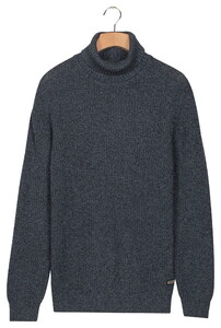 Baileys Rollneck Mouliné Rib Structure Trui Faded Denim Blue
