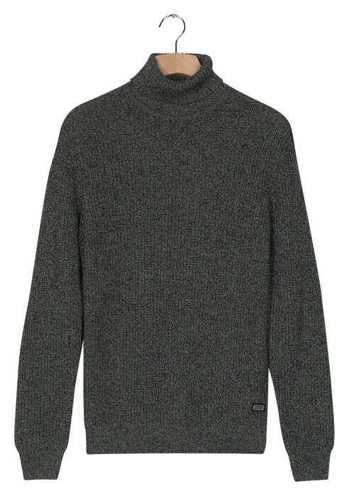 Baileys Rollneck Mouliné Rib Structure Trui Navy