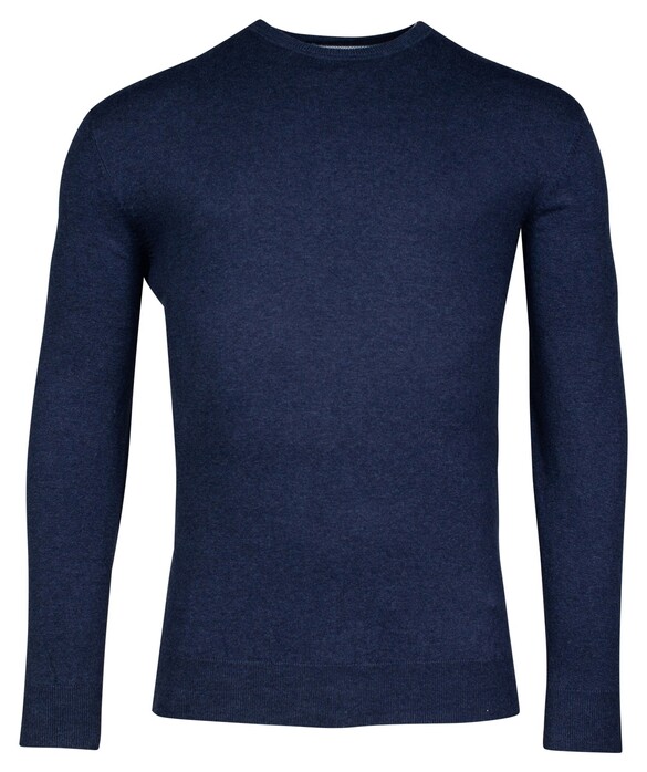 Baileys Ronde Hals Single Knit Pima Cotton Trui Dark Blue