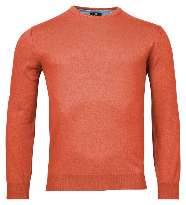 Baileys Ronde Hals Single Knit Pima Cotton Trui Dark Coral Melange