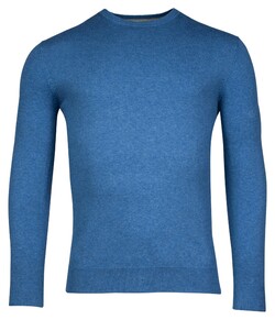 Baileys Ronde Hals Single Knit Pima Cotton Trui Denim Blue