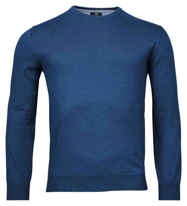 Baileys Ronde Hals Single Knit Pima Cotton Trui Kobalt Melange