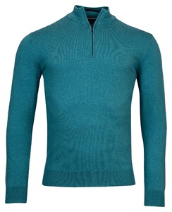 Baileys Shirt Style Zip Single Knit Pima Cotton Trui Deep Aqua Melange