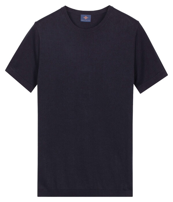 Baileys Short Sleeve Crew Neck Single Knit Trui Navy