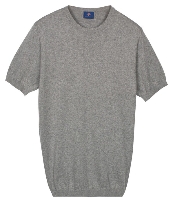 Baileys Short Sleeve Crew Neck Single Knit Trui Steel Grey