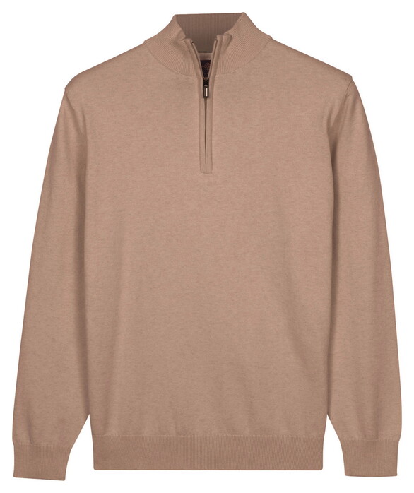 Baileys Solid Color Half Zip Pima Cotton Trui Taupe