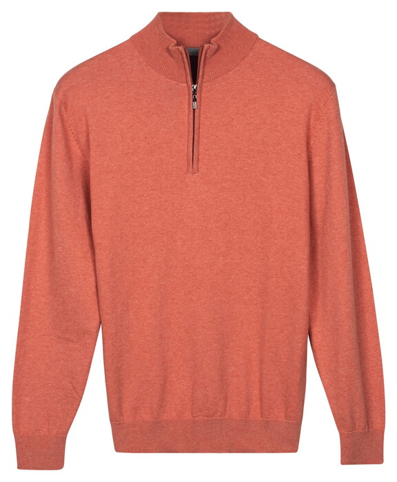 Baileys Solid Color Half Zip Single Knit Trui Abrikoos