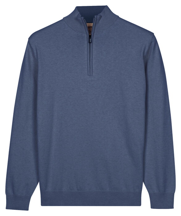 Baileys Solid Color Half Zip Single Knit Trui Cloud Blue