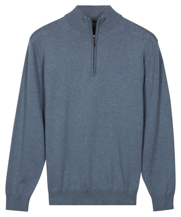 Baileys Solid Color Half Zip Single Knit Trui Riviera Blue