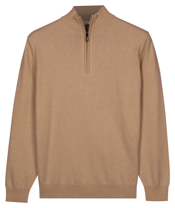 Baileys Solid Color Half Zip Single Knit Trui Zand