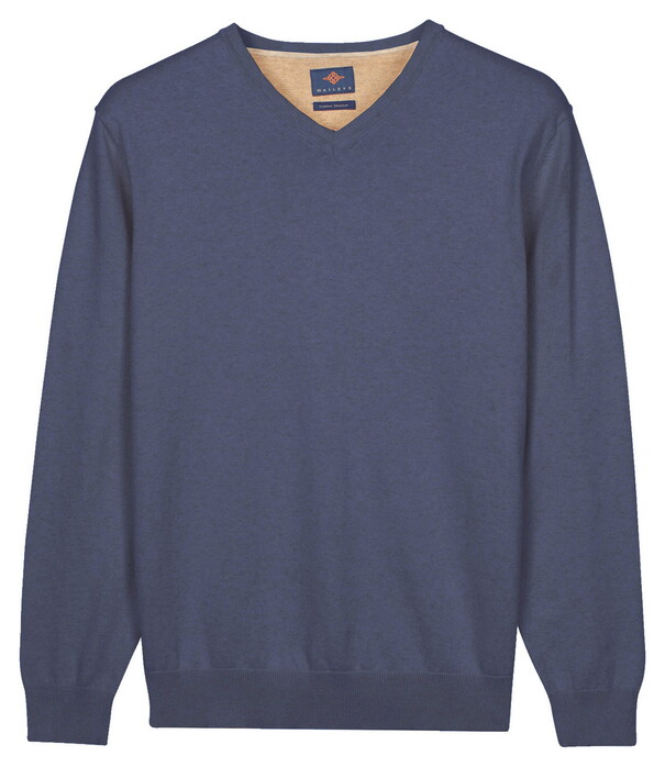 Baileys Solid Color V-Neck Cotton Single Knit Pullover Cloud Blue