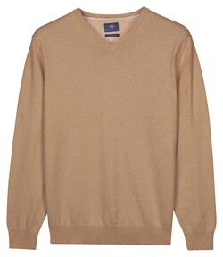 Baileys Solid Color V-Neck Cotton Single Knit Pullover Sand
