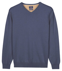 Baileys Solid Color V-Neck Cotton Single Knit Trui Cloud Blue