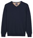 Baileys Solid Color V-Neck Cotton Single Knit Trui Dark Blue