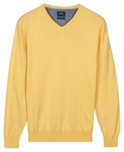 Baileys Solid Color V-Neck Cotton Single Knit Trui Maisgeel