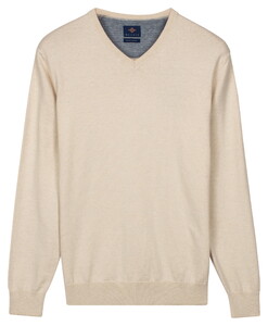 Baileys Solid Color V-Neck Cotton Single Knit Trui Marshmallow