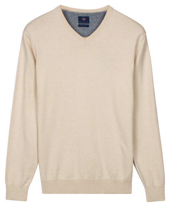 Baileys Solid Color V-Neck Cotton Single Knit Trui Marshmallow