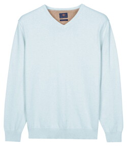 Baileys Solid Color V-Neck Cotton Single Knit Trui Soft Blue
