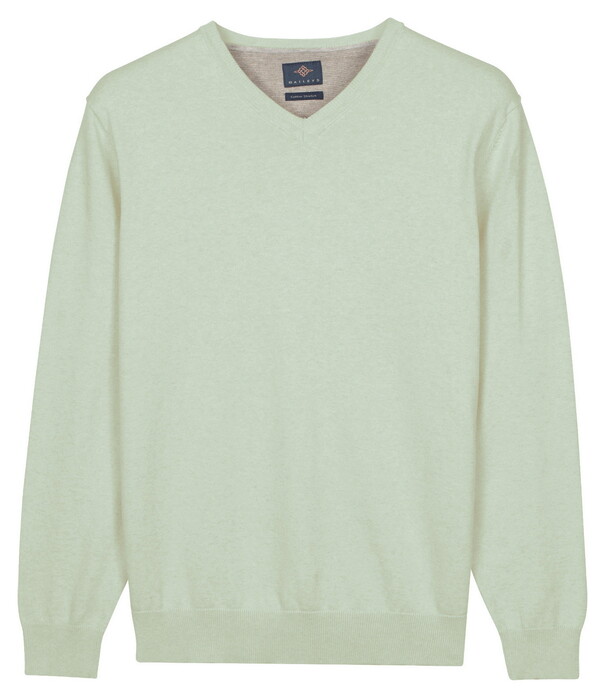 Baileys Solid Color V-Neck Cotton Single Knit Trui Soft Green