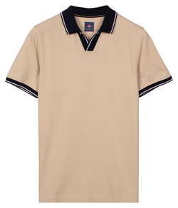 Baileys Solid Pique No-Button Collar Striped Contrast Color Details Polo Shell