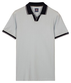 Baileys Solid Pique No-Button Collar Striped Contrast Color Details Poloshirt Cloud Blue
