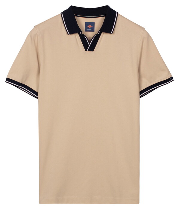 Baileys Solid Pique No-Button Collar Striped Contrast Color Details Poloshirt Shell