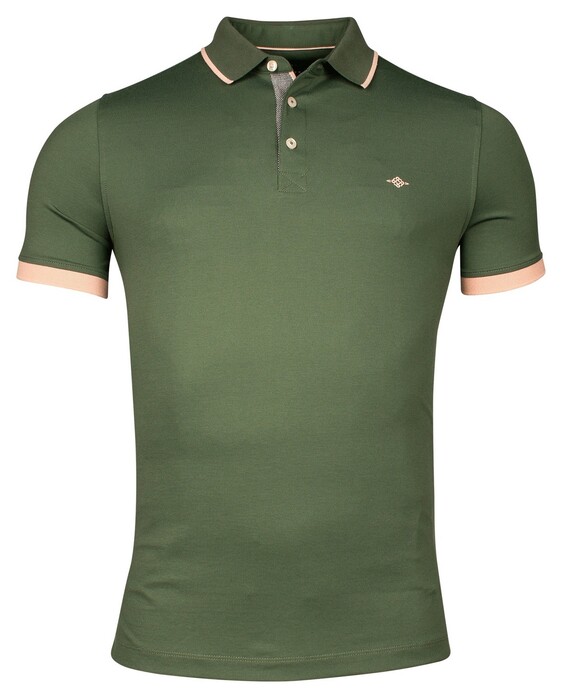 Baileys Solid Piqué Tipping Contrast Color Polo Olijf Groen
