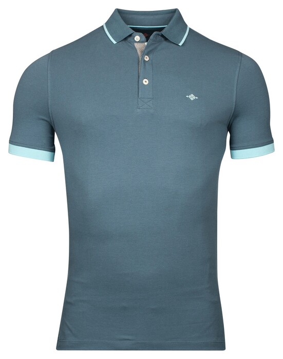 Baileys Solid Piqué Tipping Contrast Color Polo Steel Blue