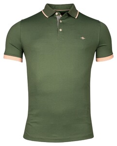 Baileys Solid Piqué Tipping Contrast Color Poloshirt Olive Green
