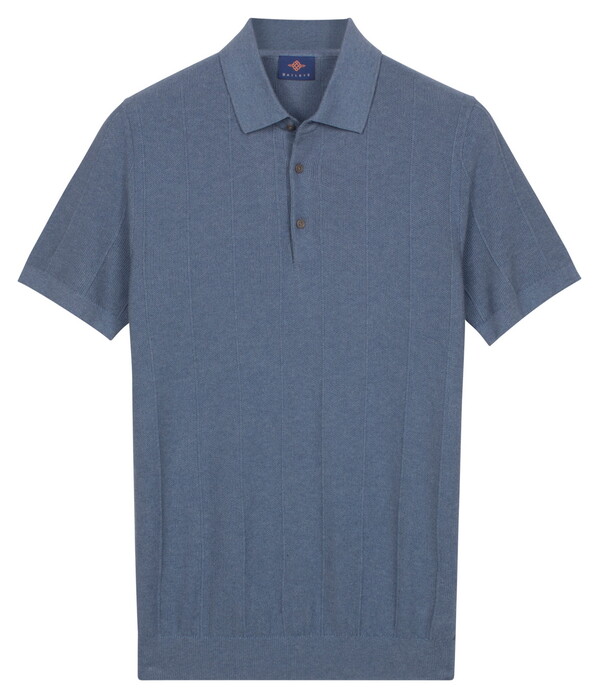 Baileys Structure Drop Needle Tight Knit Short Sleeve Poloshirt Riviera Blue
