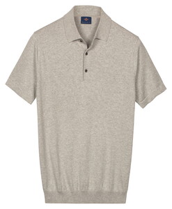 Baileys Subtle Faux-Uni Short Sleeve Single Knit Poloshirt Soft Grey