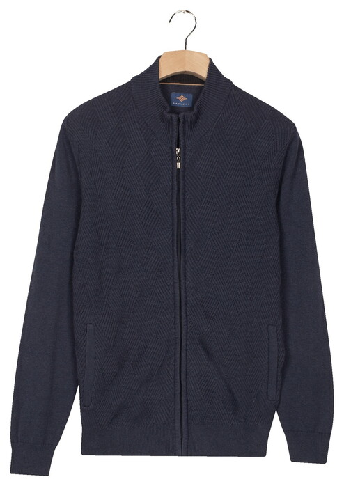 Baileys Subtle Short Lines Woven Pattern Fullzip Structure Knit Vest Dark Blue