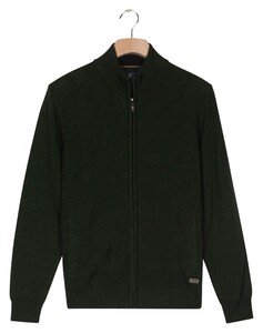 Baileys Subtle Short Lines Woven Pattern Fullzip Structure Knit Vest Donker Groen
