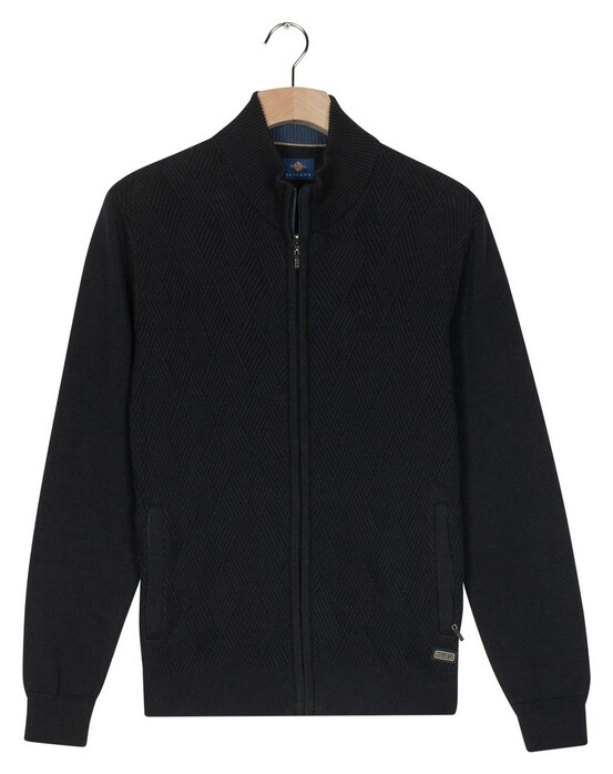 Baileys Subtle Short Lines Woven Pattern Fullzip Structure Knit Vest Navy