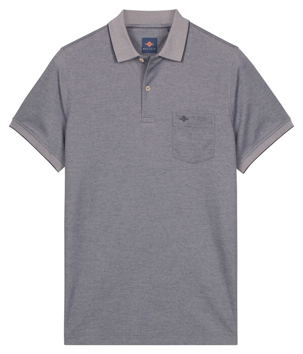 Baileys Subtle Two-Tone Chestpocket Short Sleeve Polo Indigo Blauw