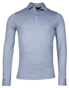 Baileys Subtle Two-Tone Oxford Long Sleeve Poloshirt Cobalt