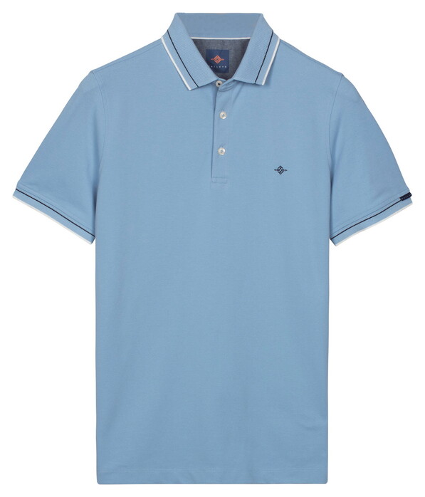 Baileys Subtle Two-Tone Solid Fine Tipping Detail Polo Sky Blue