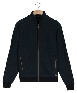 Baileys Sweat Cardigan Zip 2-Tone Jacquard Doubleface Interlock Vest Navy